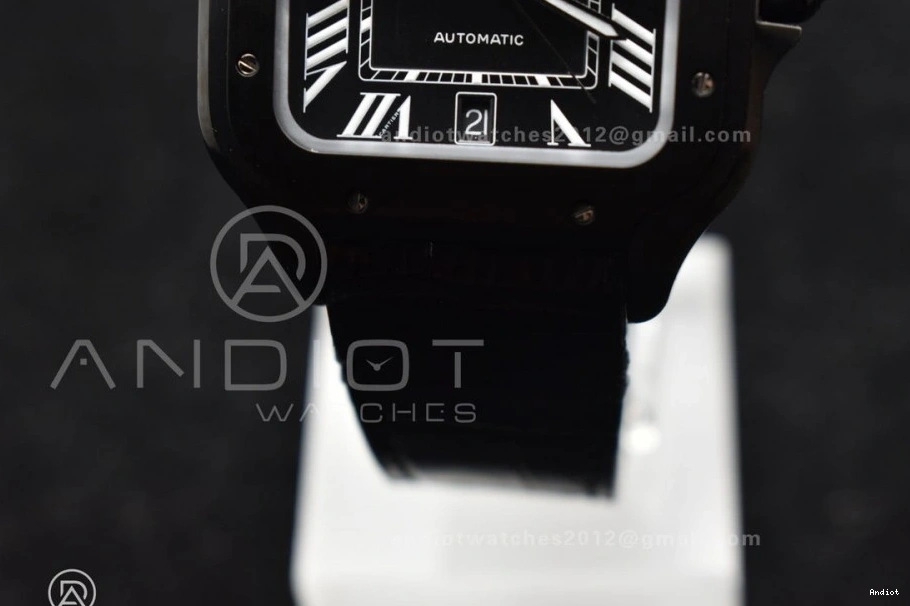 Santos Best BVF Black Dial de on 40mm MIYOTA Cartier Edition Leather 9015 PVD Strap Black 1:1 0110